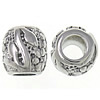 Stainless Steel European Beads, Drum, with flower pattern, original color Approx 5.8mm 