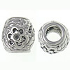 Stainless Steel European Beads, Drum, with flower pattern, original color Approx 5.5mm 