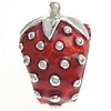 Enamel Sterling Silver European Beads, 925 Sterling Silver, Strawberry, plated, without troll Approx 5.5mm 