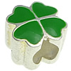 Enamel Sterling Silver European Beads, 925 Sterling Silver, Four Leaf Clover, plated, without troll Approx 5mm 