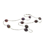 Perlas cultivadas de agua dulce collar, con cadena de latón, Arroz, sarta sola, Negro, 7-8mm, longitud:17 Inch, Vendido por Sarta