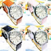 Unisex Wrist Watch, Zinc Alloy, with PU Leather & Glass, platinum color plated 37mm, 17mm Approx 8.6 Inch 