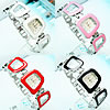 Fashion Watch Bracelet, Zinc Alloy, with Glass, platinum color plated, for woman & enamel 21mm Approx 7.8 Inch 