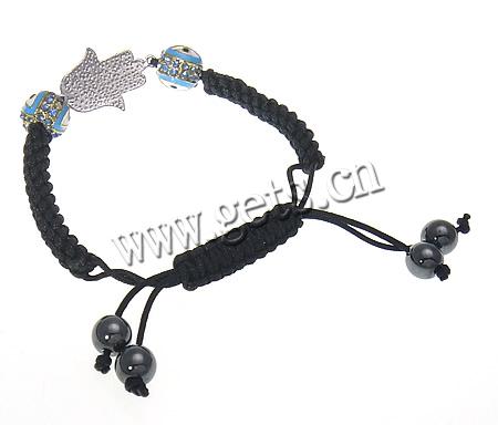 Hamsa Bracelets, Zinc Alloy, with Nylon Cord, Hand, plated, enamel & with rhinestone, more colors for choice, 19x32mm, 12mm, 8mm, Length:Approx 7-11 Inch, Sold By Strand