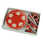 Porzellan-Dekoration, Porzellan, mit Blumenmuster, rot, 14-69mm, verkauft von setzen