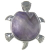 Natural Quartz Pendants, Brass, with Amethyst, Turtle, platinum color plated, February Birthstone Approx 