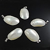 Brass Shell Pendants, with White Shell, platinum color plated, 46.5-51x26-29x10.5-13mm Approx 