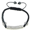 Zinc Alloy Woven Ball Bracelets, with Wax Cord & Hematite, handmade, with rhinestone Approx 7-11 Inch 