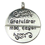 Zinc Alloy Message Pendants, Coin, plated Approx 1.5mm, Approx 