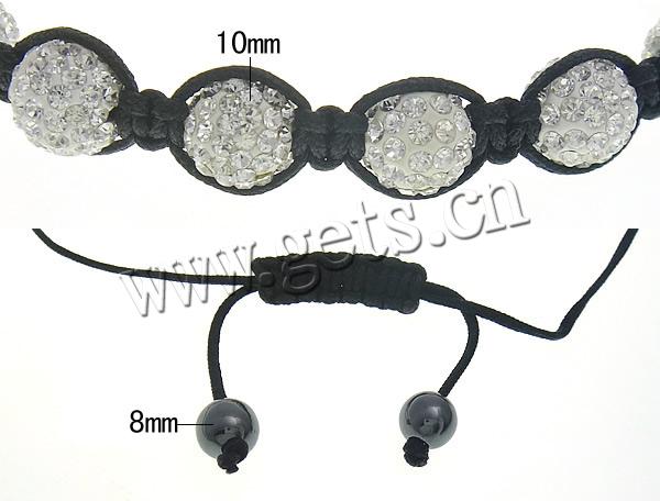 Rhinestone Woven Ball Bracelets, with Nylon Cord & Hematite, handmade, Length:Approx 6-10 Inch, Sold By Strand