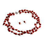 Bijoux de perle d'eau douce naturelle, perle d'eau douce cultivée, boucle d'oreille & collier, avec corail, deux tons, 5-6mm,4-6mm .7 pouce, Vendu par fixé
