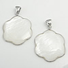 Brass Shell Pendants, with White Shell, Flower Approx 3mm 