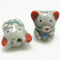 Perles porcelaine animaux, animal, dessiné à la main Vendu par sac
