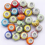 Messingkern Europa Porzellan Perlen, mit Messing, ohne troll & gemischt, 15x10mm, Bohrung:ca. 5mm, 64PCs/Box, verkauft von Box