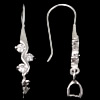 Sterling Silver Earring Drop Component, 925 Sterling Silver, with cubic zirconia 