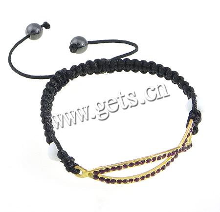 Zinc Alloy Woven Ball Bracelets, with Nylon Cord & Magnetic Hematite & Crystal, Fish, handmade, with rhinestone, 13x47.2mm, 8mm, Length:Approx 7-12 Inch, Sold By Strand