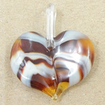 Handmade Lampwork Pendant, Heart, stripe pattern design, more colors for choice, 26x28mm, Hole:Approx 6x2MM, Sold by PC