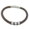 Men Bracelet, PU Leather, stainless steel clasp, woven, braided, coffee color  6mm Approx 8 Inch 