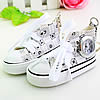 Keychain Watch, Zinc Alloy, with Canvas & Rubber & Cotton & Glass, Shoes, platinum color plated 22mm 