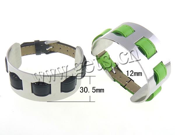 Men Bracelet, 316 Stainless Steel, with PU Leather, different length for choice, more colors for choice, cadmium free, 30.5mm, 12mm, Sold By Strand