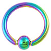 Edelstahl Kugel Schluss Ring  , 304 Edelstahl, regenbogenfarben, 13.5x1.5mm, 4mm, verkauft von PC