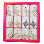 Natürliche kultivierte Süßwasserperlen Halskette, mit Messingkette, mit Strass, gemischte Farben, 36x60mm, Länge:16 ZollInch, 12SträngeStrang/Box, verkauft von Box