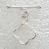 Sterling Silver Toggle Clasp, 925 Sterling Silver, Flower, single-strand 