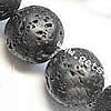 Natural Lava Beads, Round .5 Inch [
