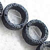 Natürliche Lava Perlen, Kreisring, verschiedene Größen vorhanden, Bohrung:ca. 0.8mm, Länge:16 ZollInch, verkauft von Strang