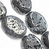 Perles de lave naturelle, lave volcanique, ovale plat Environ 0.8mm pouce, Environ  Vendu par kg