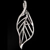 Sterling Silver Peg Bail, 925 Sterling Silver, Leaf, plated, with cubic zirconia 0.8mm Approx 
