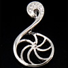 Sterling Silver Peg Bail, 925 Sterling Silver, Swan, plated, with cubic zirconia 0.9mm Approx 