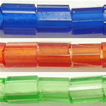 2 geschliffene Glas-Rocailles, Hexagon Bugles, keine, 2x3mm, Bohrung:ca. 1mm, verkauft von Tasche