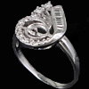 Sterling Silver Ring Mounting, 925 Sterling Silver, plated, with cubic zirconia 0.8mm Approx 16.2mm, US Ring 