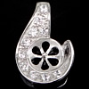 Sterling Silver Peg Bail, 925 Sterling Silver, Teardrop, plated, with cubic zirconia 0.9mm Approx 