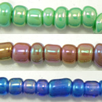 Opak Regenbogen Glas Rocailles, Glas-Rocailles, Etwas rund, Volltonfarbe, keine, 2x1.9mm, Bohrung:ca. 1mm, 30000PCs/Tasche, verkauft von Tasche