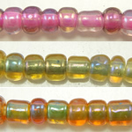透明色並ぶグラス種子のビーズ, ガラスシードビーズ, ラウンド形, カラーライン, 半分透明, 無色, 穴:約 1mm, 30000パソコン/バッグ, 売り手 バッグ