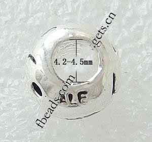 Zinklegierung European Perlen, Trommel, plattiert, plattierte Dicke über 3μm & ohne troll, keine, 7x9.5mm, Bohrung:ca. 4.2-4.5mm, verkauft von PC