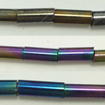 Iris runde Glas-Rocailles, Runder Bugel, plattiert, keine, 2x6mm, Bohrung:ca. 1mm, verkauft von Tasche
