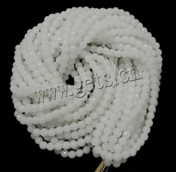 Jade White Bead, Round, more sizes for choice & faceted, Hole:Approx 0.8-1.2mm, Length:Approx 15 Inch, Sold By Strand
