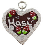 Polymer Clay Jewelry Pendants, with iron ring, Heart, Christmas jewelry Approx 1.5mm 