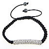 Zinc Alloy Woven Ball Bracelets, with Nylon Cord, handmade, with rhinestone 8mm ~9 Inch 