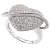 Cubic Zirconia Sterling Silver Finger Ring, 925 Sterling Silver, Heart, plated, with cubic zirconia Approx 17mm, US Ring 