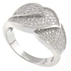 Cubic Zirconia Sterling Silver Finger Ring, 925 Sterling Silver, plated, with cubic zirconia 12mm Approx 17.5mm, US Ring .5 