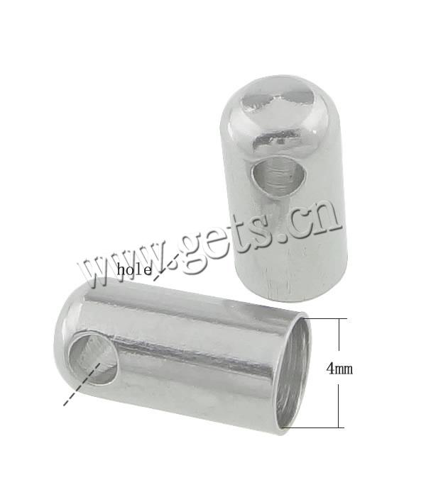 Stainless Steel End Caps, Tube, original color, 9x4.5mm, Hole:Approx 4mm, Sold By PC