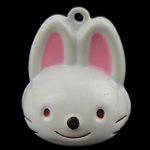 Iron Jingle Bell for Christmas Decoration, Rabbit, enamel, white Approx 2mm 