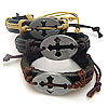 Men Bracelet, Cowhide, with Waxed Cotton Cord & Zinc Alloy, adjustable, mixed colors Approx 7-9 Inch 