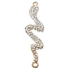 Animal Zinc Alloy Connector, Snake, rose gold color plated, with rhinestone & 1/1 loop Approx 2mm 