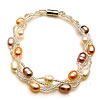Bracelets de perles en verre  , perle d'eau douce cultivée, acier inoxydable fermoir magnétique, 65mm Environ 7-8 pouce, Vendu par PC