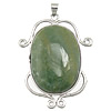 Agate Brass Pendants, with Moss Agate, Oval Approx 